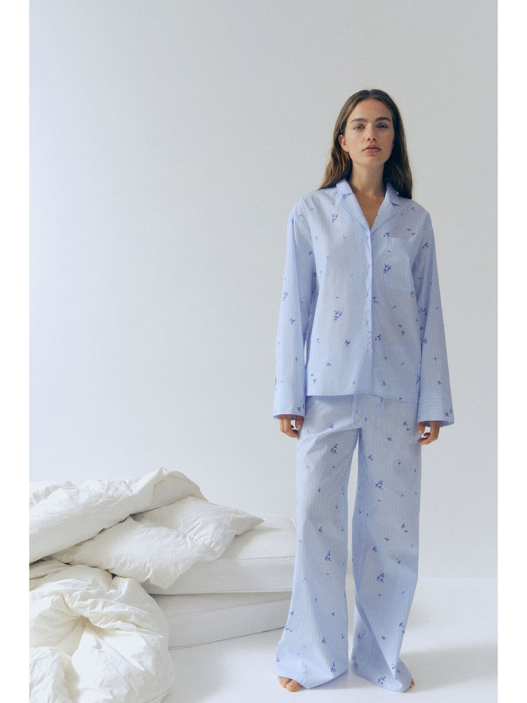 H&M Women Blue Cotton poplin pyjamas and Shirt-picture-28