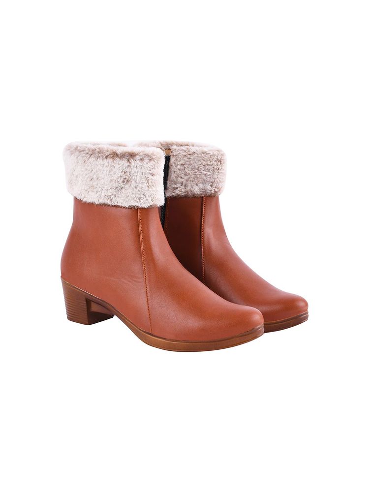 Shoetopia Comfortable Stylish Tan Winter Puff Boots For Women-image-47