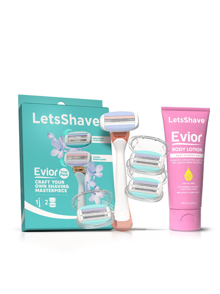 LetsShave Evior 6 Trial Kit for Sensitive Skin ( Handle + Blade + Whipped Shave Cream)