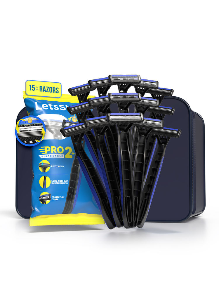 LetsShave Pro 2 Plus Disposable Razor for Men (Pack of 15) + Travel Bag-image-6