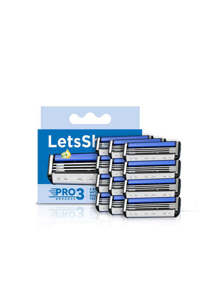 LetsShave Pro 3 Shaving Razor Blade For Men - (Pack Of 12) With Blade Refills-image-7