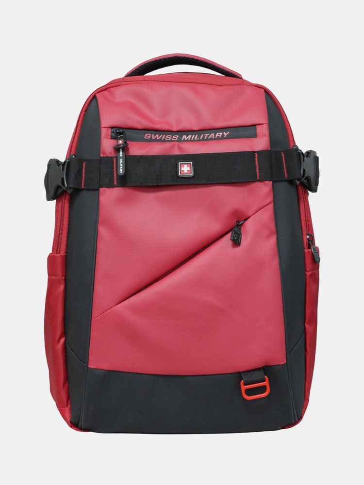 Swiss Military Unisex Brand Logo Contrast Detail Backpack - Red-picture-27
