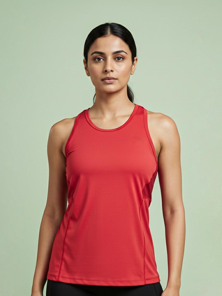 Fitkin Red Solid Comfortable Tank Top-picture-18
