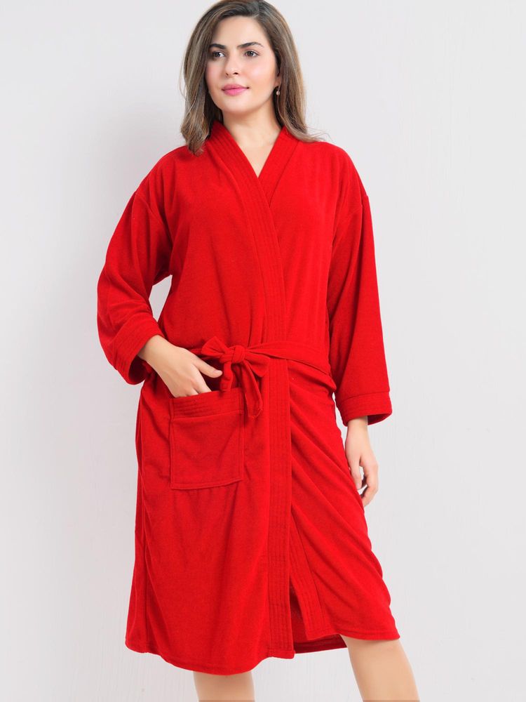 LacyLook Women Micro Terry Cotton Bathrobe - Red-picture-36