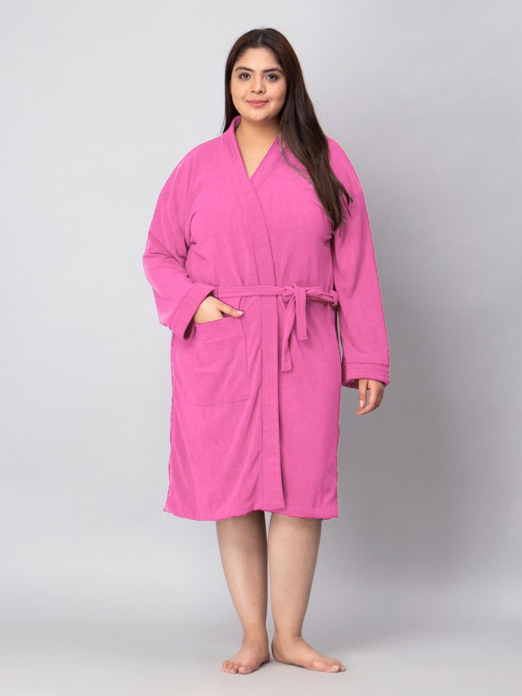 LacyLook Women Micro Terry Cotton Bathrobe - Pink-picture-22