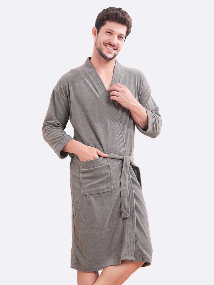 LacyLook Kids Micro Terry Cotton Soft, Absorbent Bathrobe - Grey-image-6