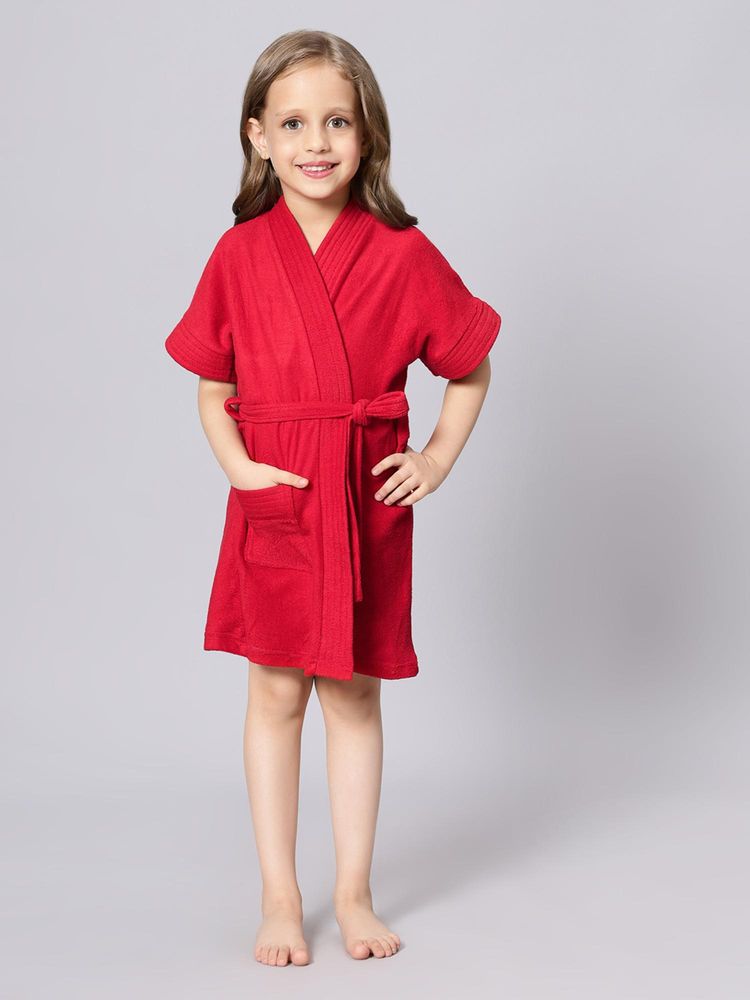 LacyLook Kids Micro Terry Cotton Soft, Absorbent Bathrobe - Red-picture-20
