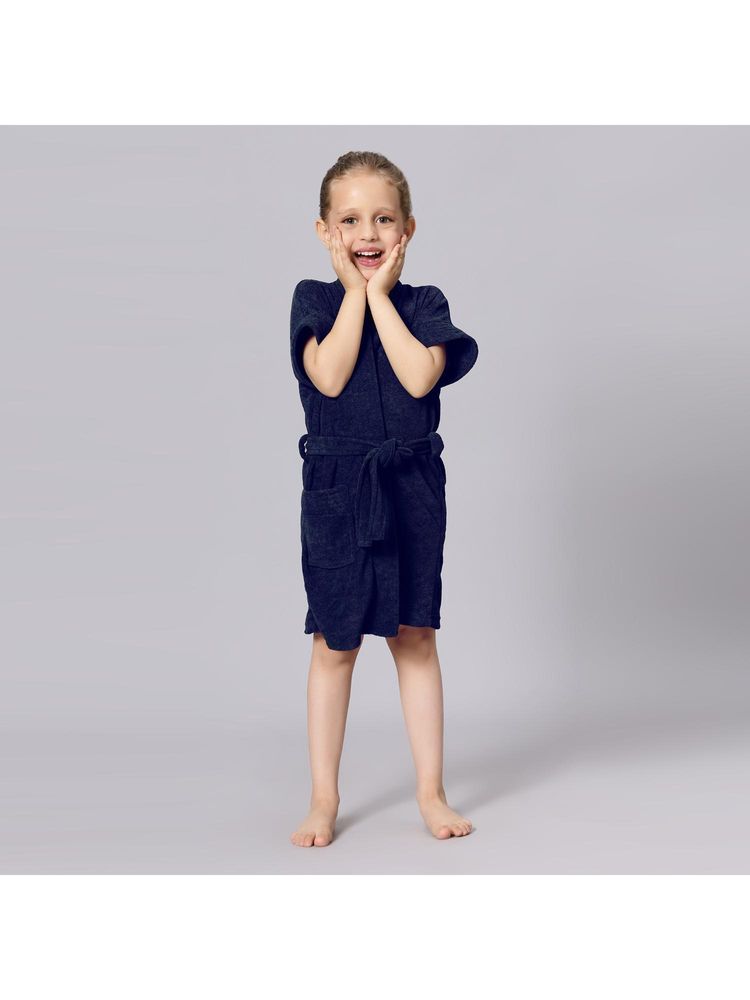 LacyLook Kids Micro Terry Cotton Soft, Absorbent Bathrobe - Navy Blue-image-4