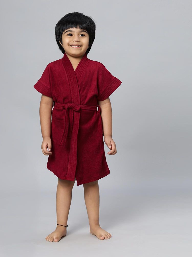 LacyLook Kids Micro Terry Cotton Soft, Absorbent Bathrobe - Maroon-image-47
