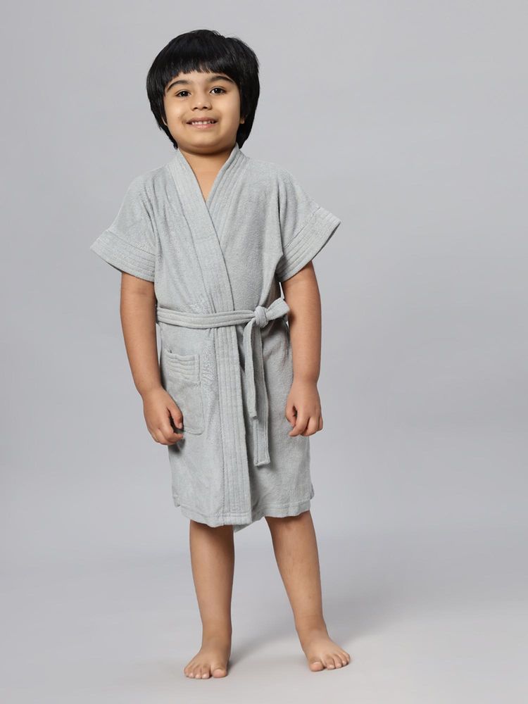 LacyLook Kids Micro Terry Cotton Soft, Absorbent Bathrobe - Grey-image-12