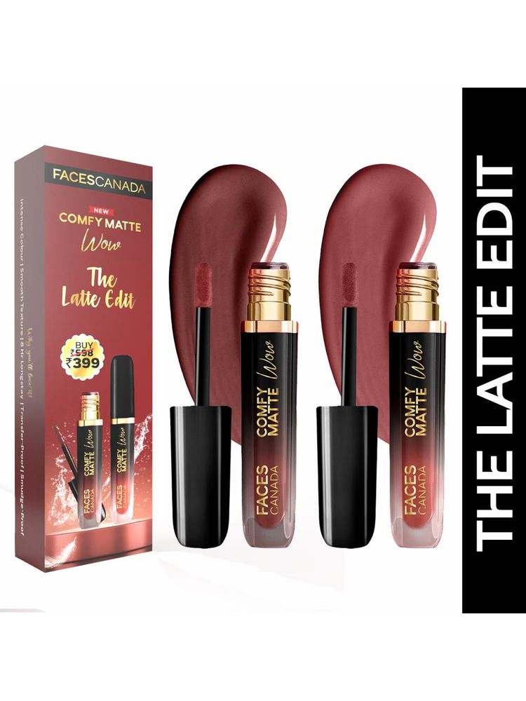 Faces Canada Comfy Matte Wow Liquid Lipstick - Choco Couture 01 + Cocoa Crush 07 - Pack Of 2
