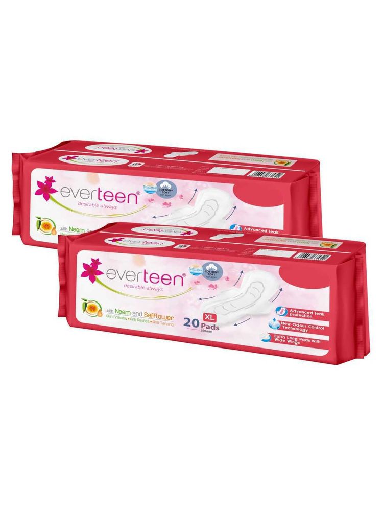 Everteen Neem & Safflower XL Cottony-Soft Sanitary Pads - 40 Pads-image-10