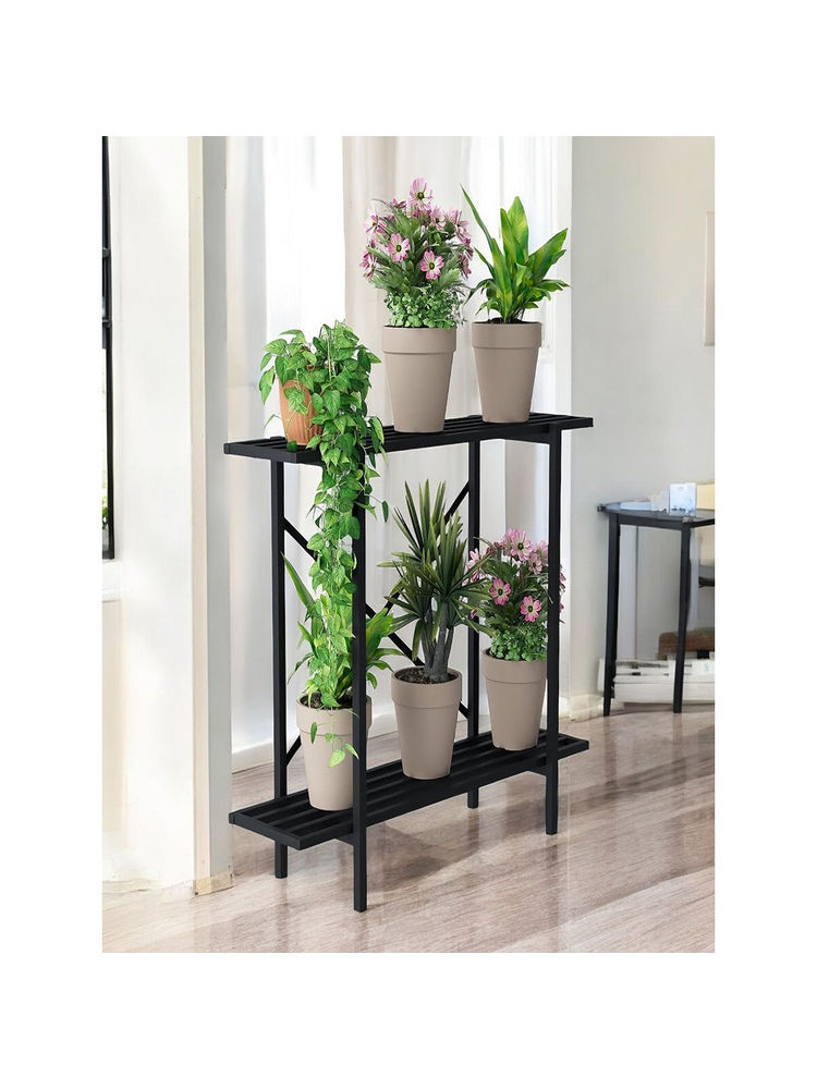 Ecofynd Black Heavy Duty Metal Plant Stand for Balcony-picture-20