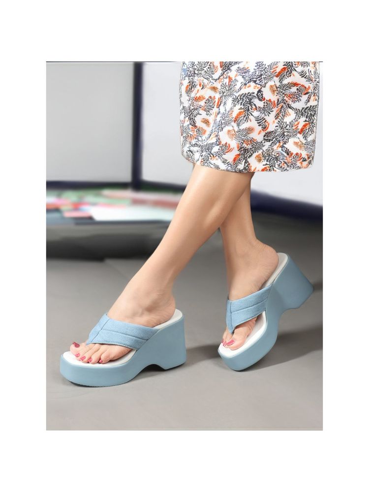 Carlton London Blue Solid Platform Work Wear Women Sandals-picture-18