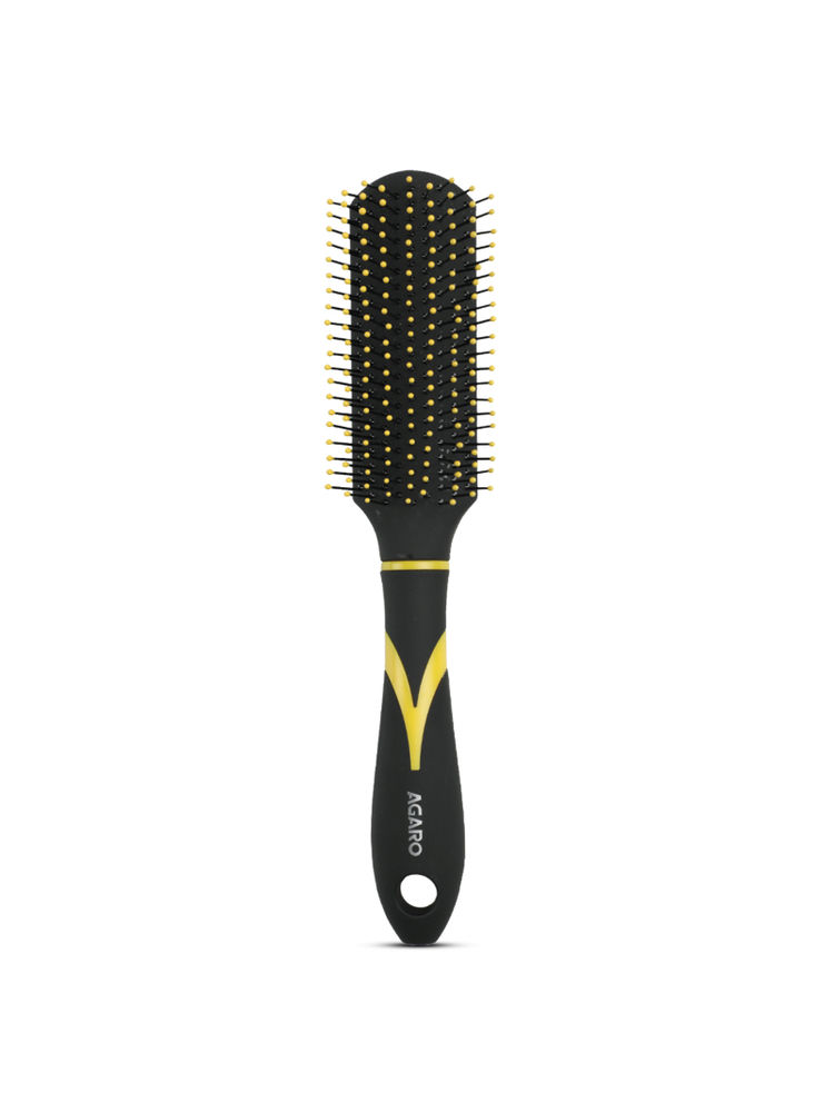 Agaro Breeze Flat Hair Brush - Black & Yellow-image-35