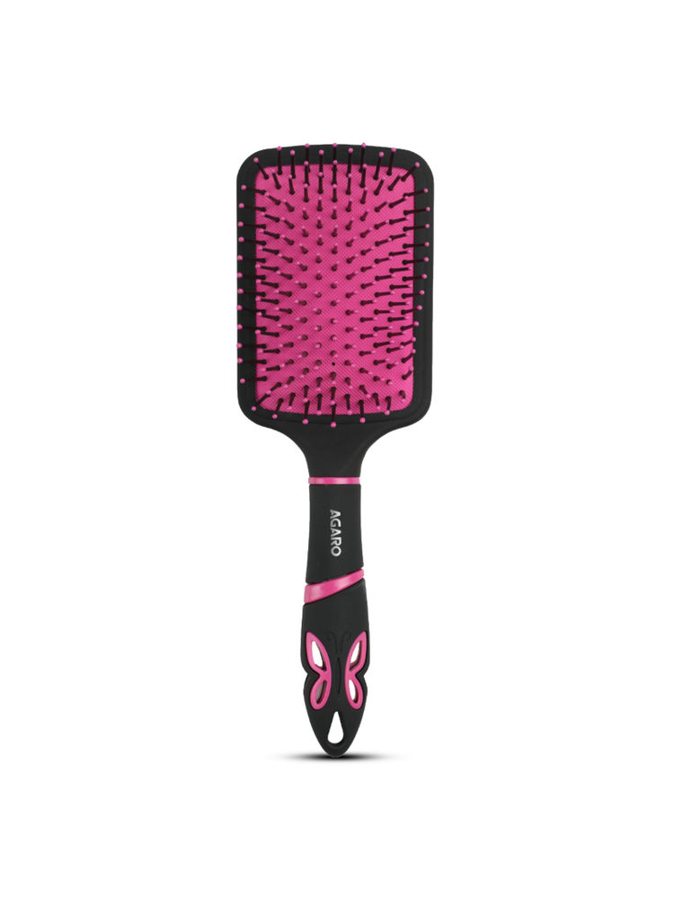 Agaro Delight Paddle Hair Brush - Black & Pink