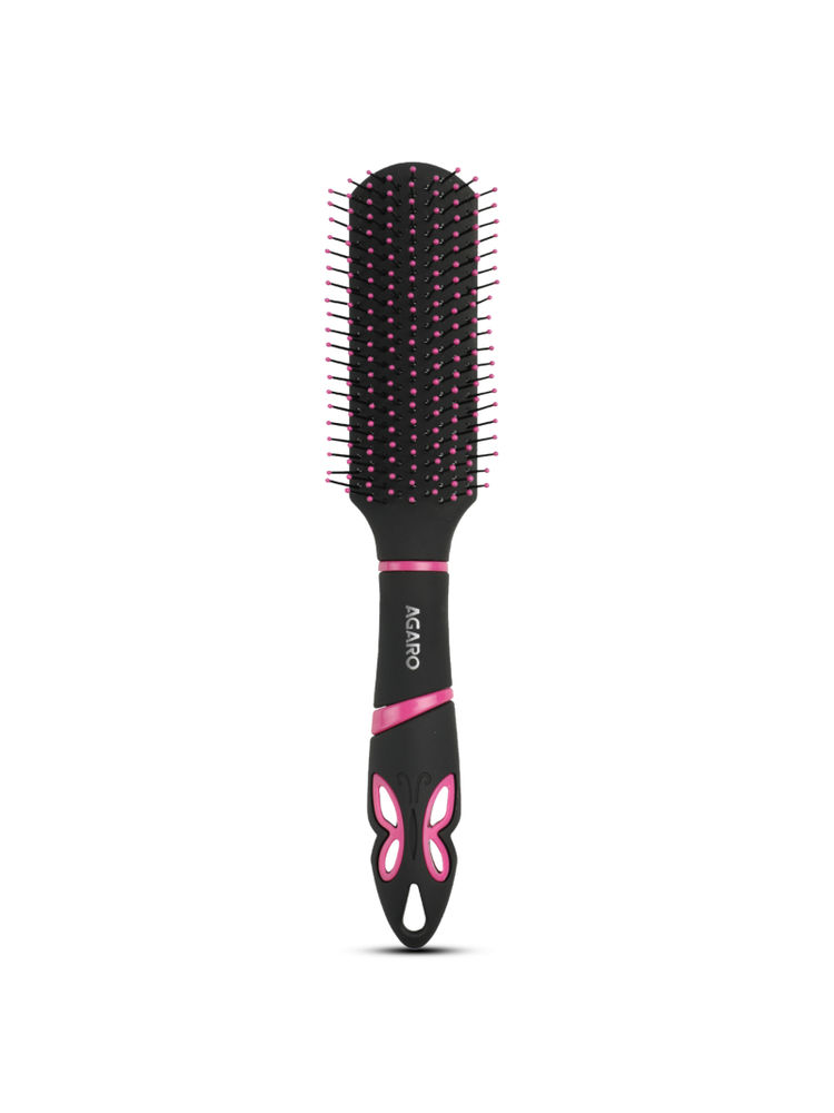 Agaro Delight Flat Hair Brush - Black & Pink-image-35