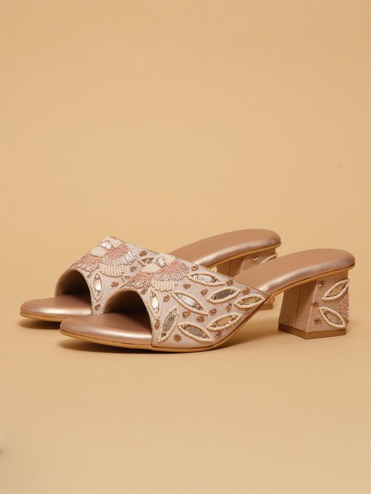 Eridani Vani Rose Gold Embellished Sandal Heels-image-24