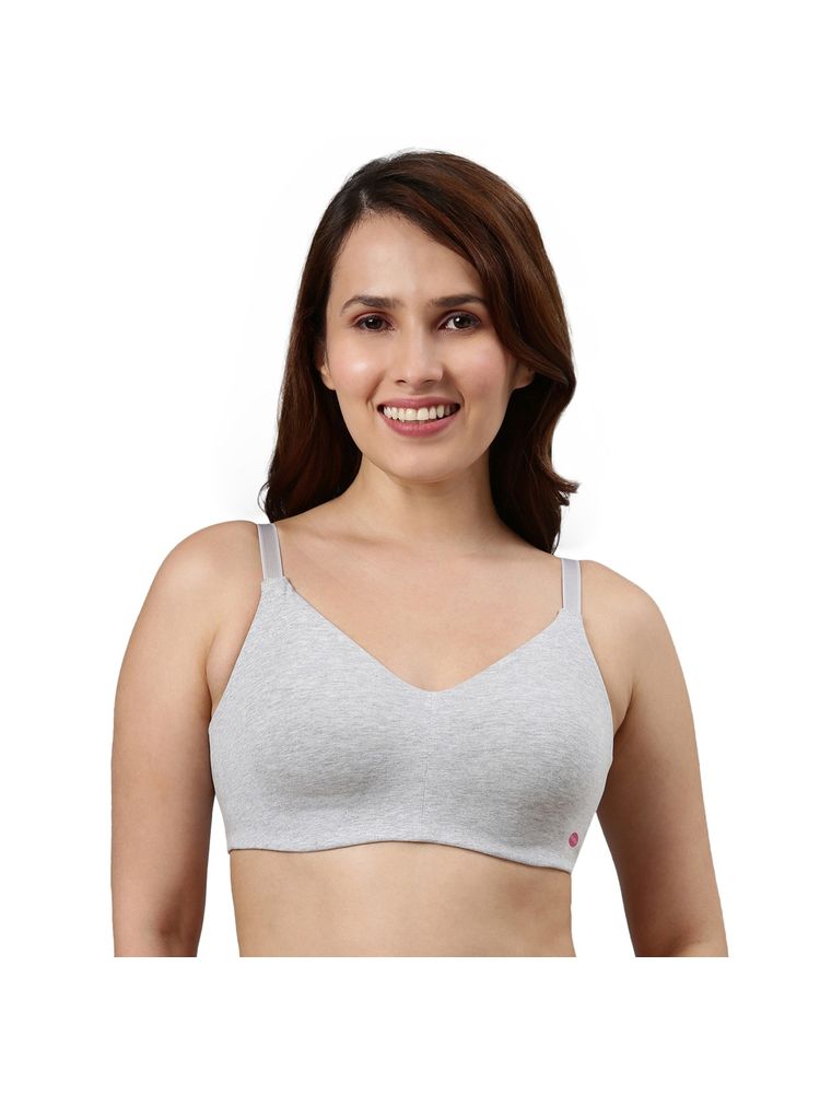 Enamor A027 Non Padded Wirefree Full Coverage Ultra Smoothening Tshirt Bra Greymelange Grey-picture-13