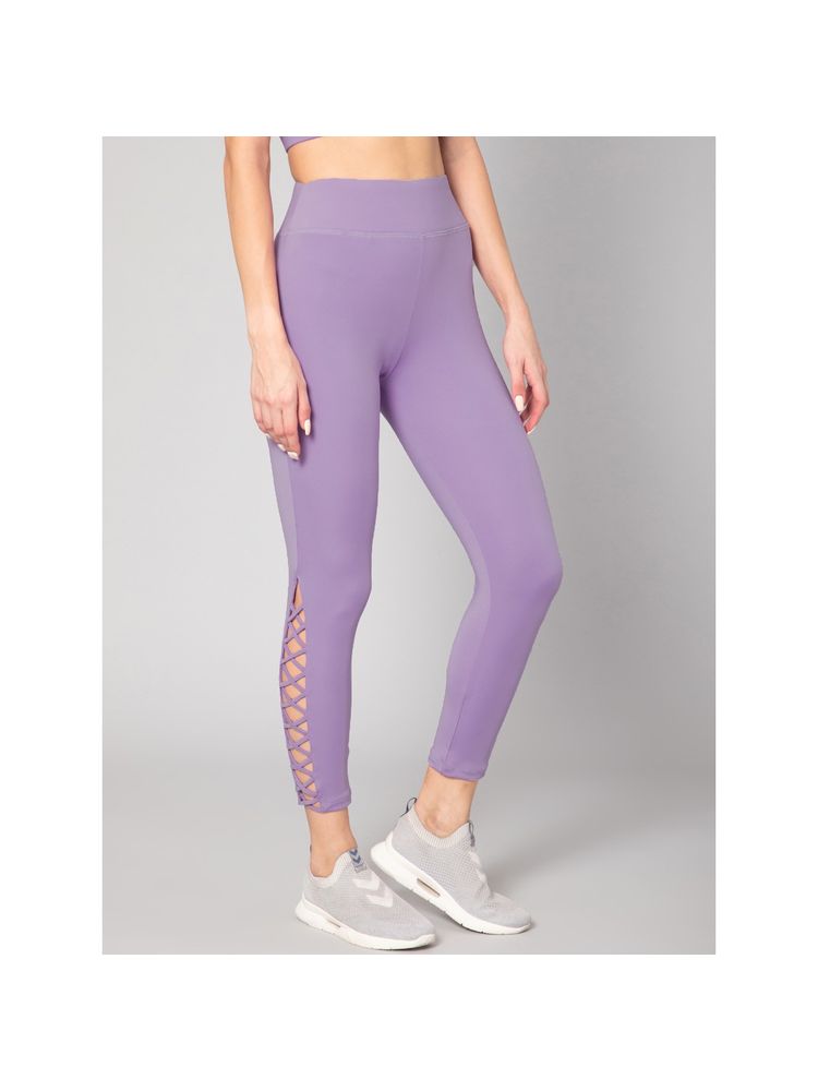 Muscle Torque Gym Yoga High Waist Side Cross Drawstring Tights Purple-picture-14