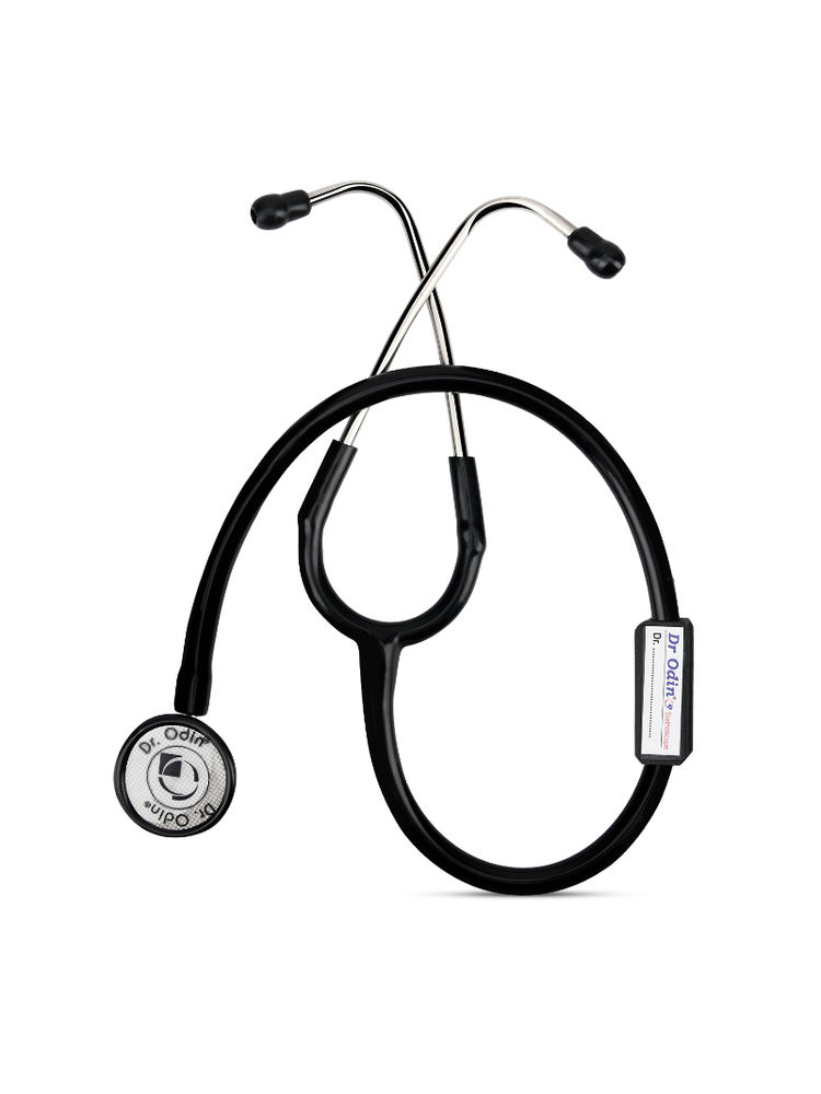 Dr. Odin Dual Head Stethoscope With Extra Diaphgram And Ear Knobs (Black)