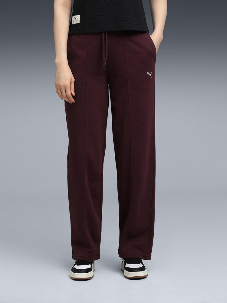 Puma Maroon Solid Comfortable Fit Trouser-image-3
