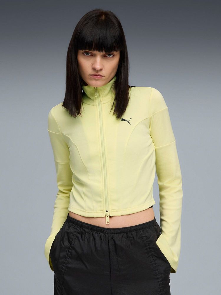 Puma Women Yellow Dare To Slim Fit Full Zip Jacket-image-4