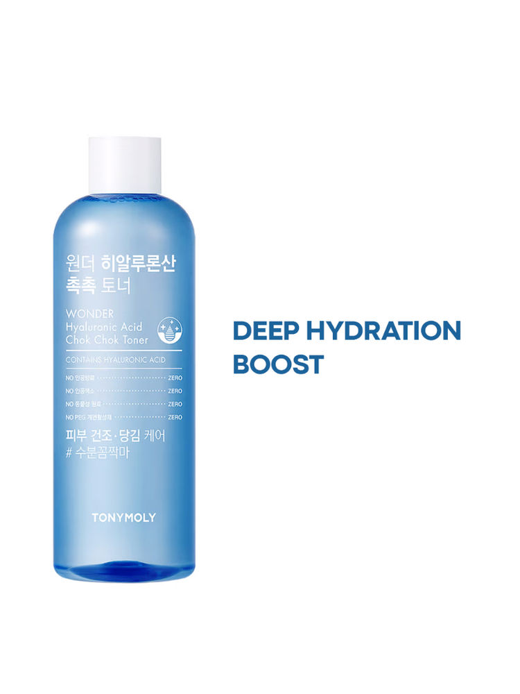 TONYMOLY Korean Wonder Hyaluronic Acid Chok Chok Toner to Hydrate, Plump Skin & Smooths Wrinkles