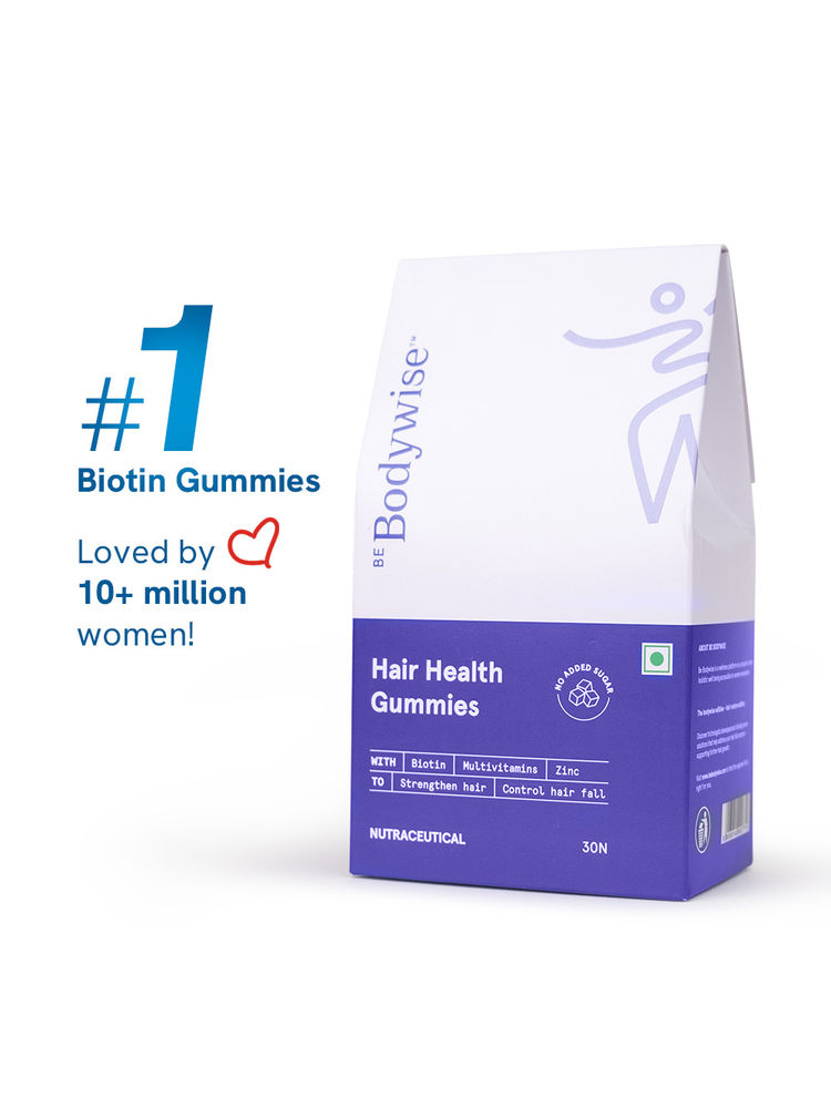 Be Bodywise Biotin Hair Gummies - Zinc, Fibre, Multivitamin For Stronger Hair, Nails -No Added Sugar