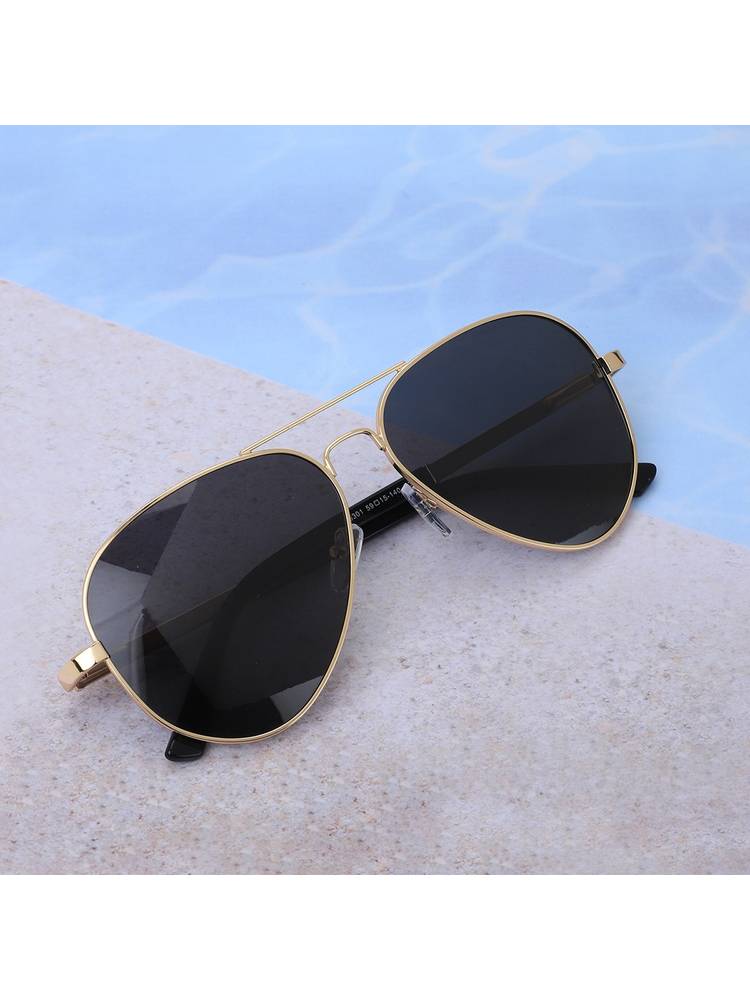 Carlton London Premium Gold with Black Toned & Polarised Lens Aviator Sunglass for Men (58)-picture-29