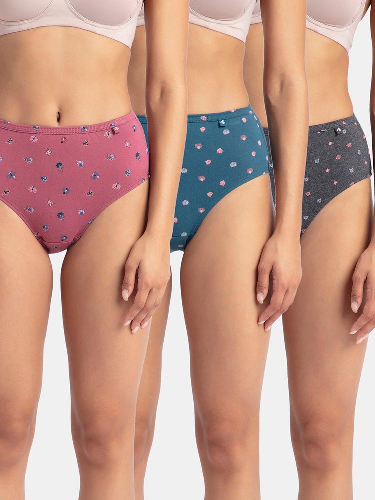 Jockey 1406 Women High Coverage Super Combed Cotton Hipster - Dark Prints (Pack of 5)-picture-13