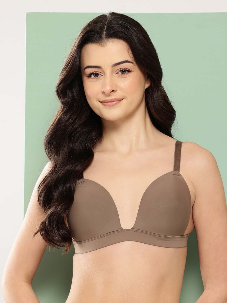 Leading Lady Womens Solid Lightly Padded Non Wired Plunge Bra Mauve-picture-27