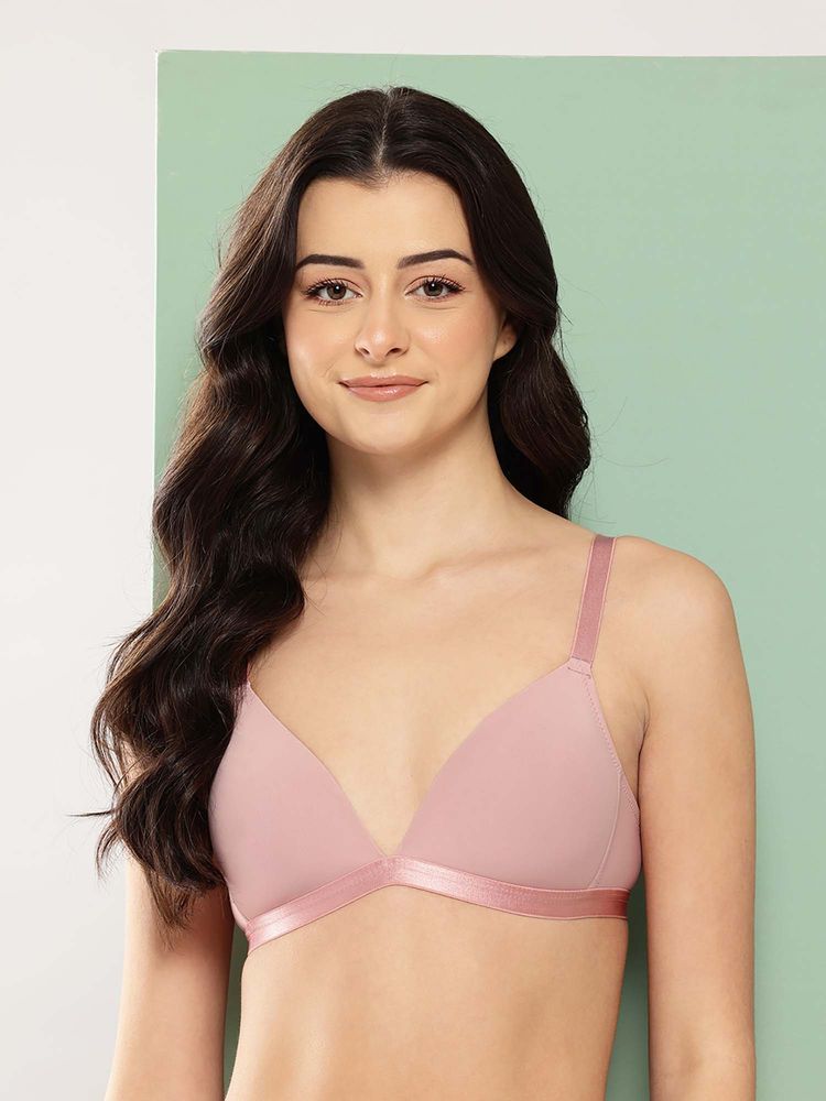 Leading Lady Womens Solid Lightly Padded Non Wired Plunge Bra Pink-picture-19