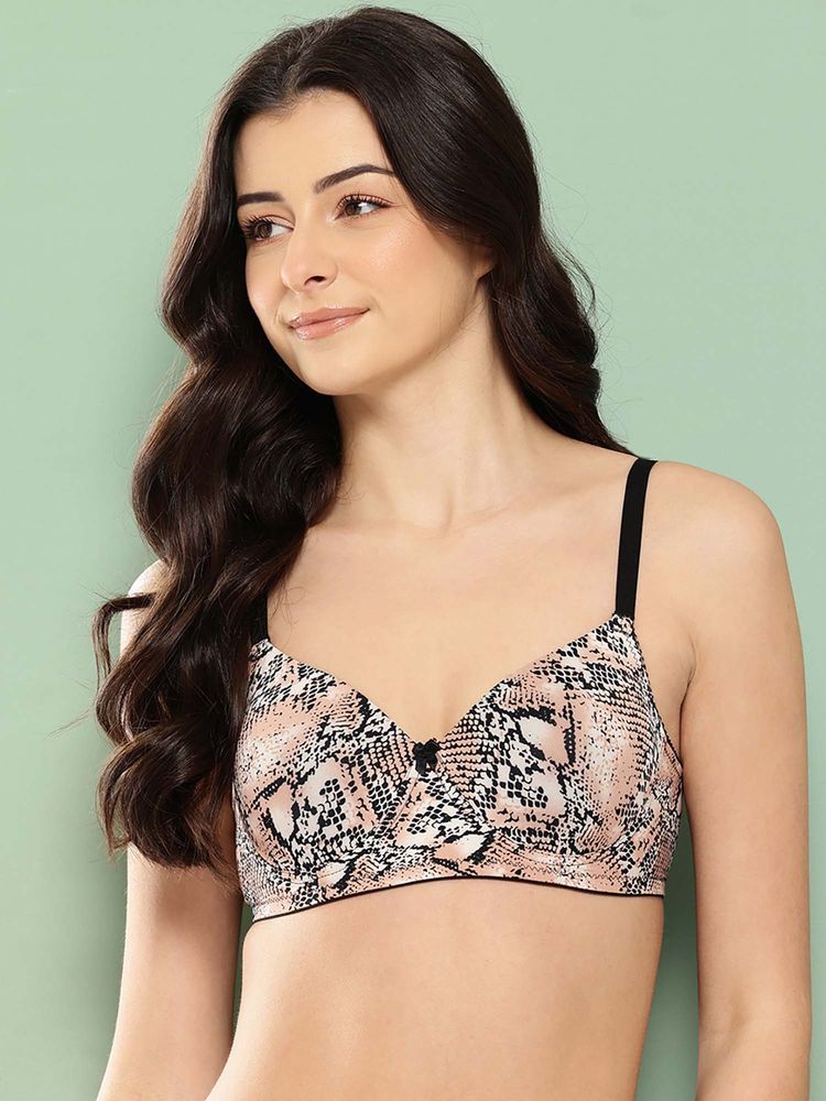 Leading Lady Womens Printed Lightly Padded Non Wired T-Shirt Bra Peach-picture-25
