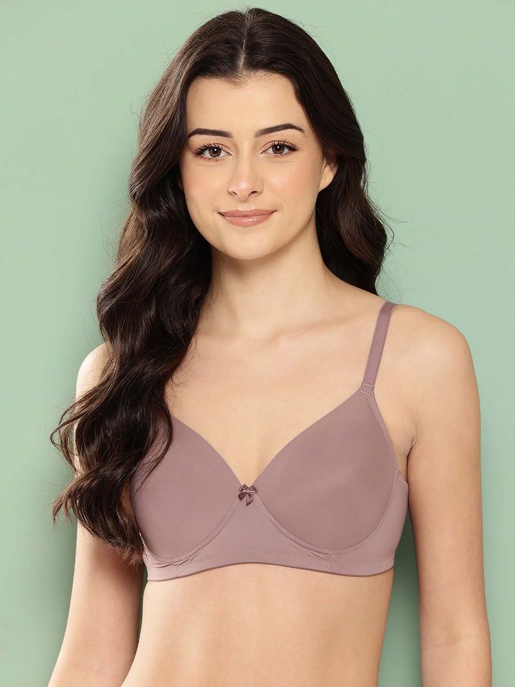 Leading Lady Womens Solid Lightly Padded Non Wired T-Shirt Bra Brown-picture-18