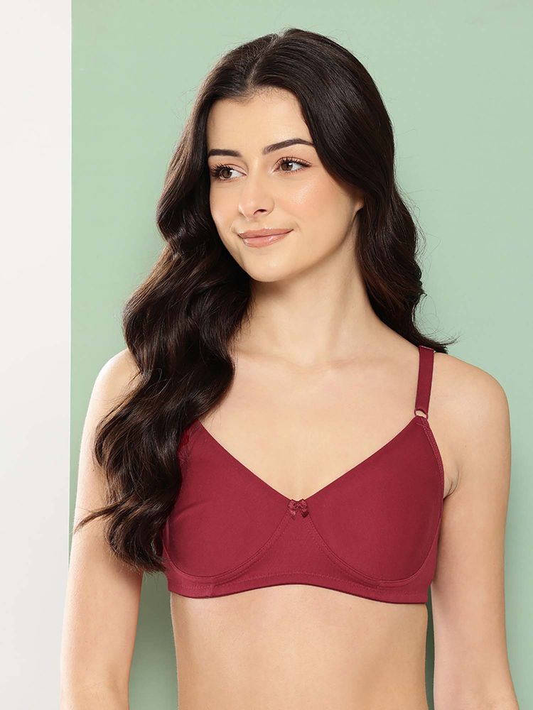 Leading Lady Womens Solid Non Padded Non Wired T-Shirt Bra Maroon-picture-22