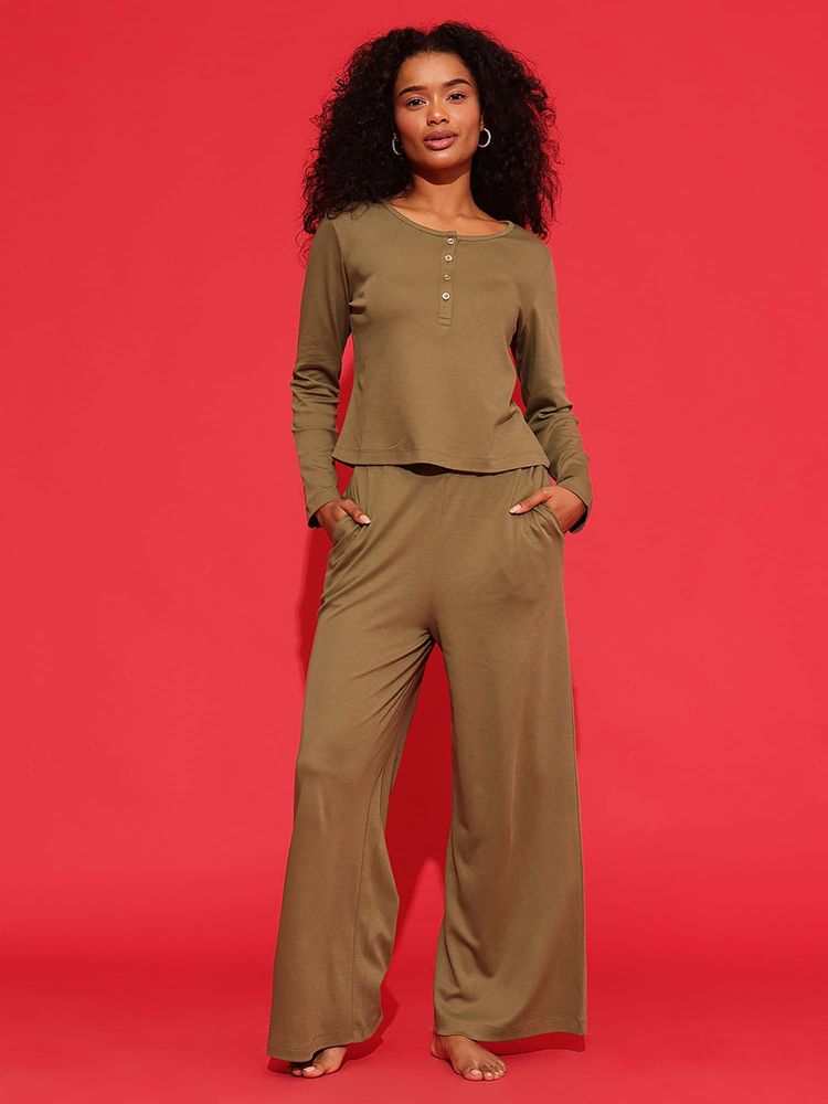 Chelvet Olive Full-Sleeve Top and Pyjama-picture-45