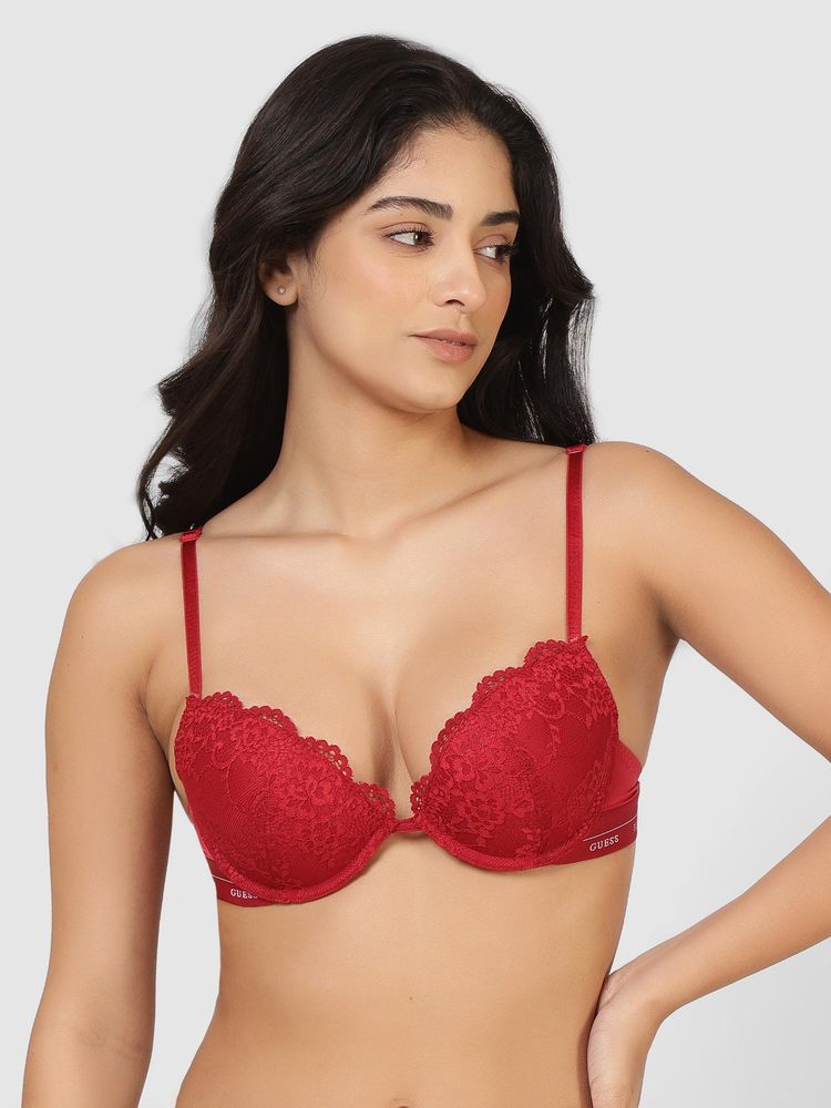 guess fashion Guess Red Polyamide Lace Women Bra Padded-picture-36