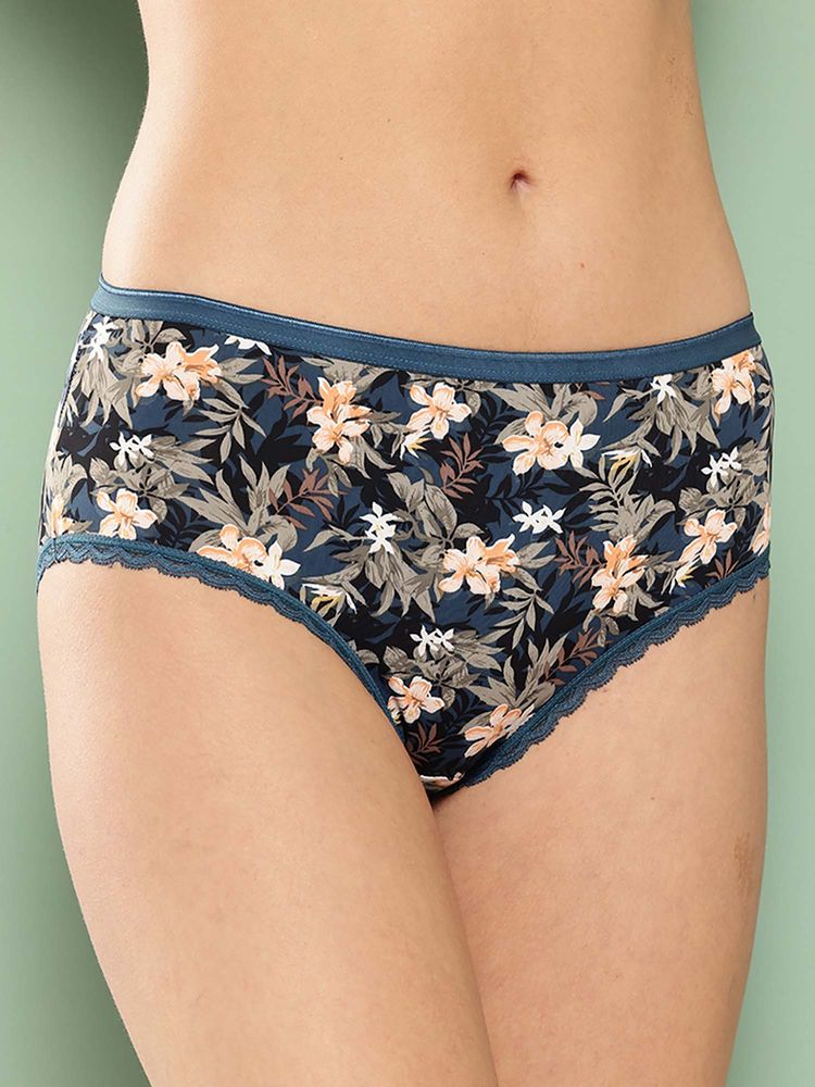 Leading Lady Womens Printed Mid Rise Hipster Brief Blue-picture-20