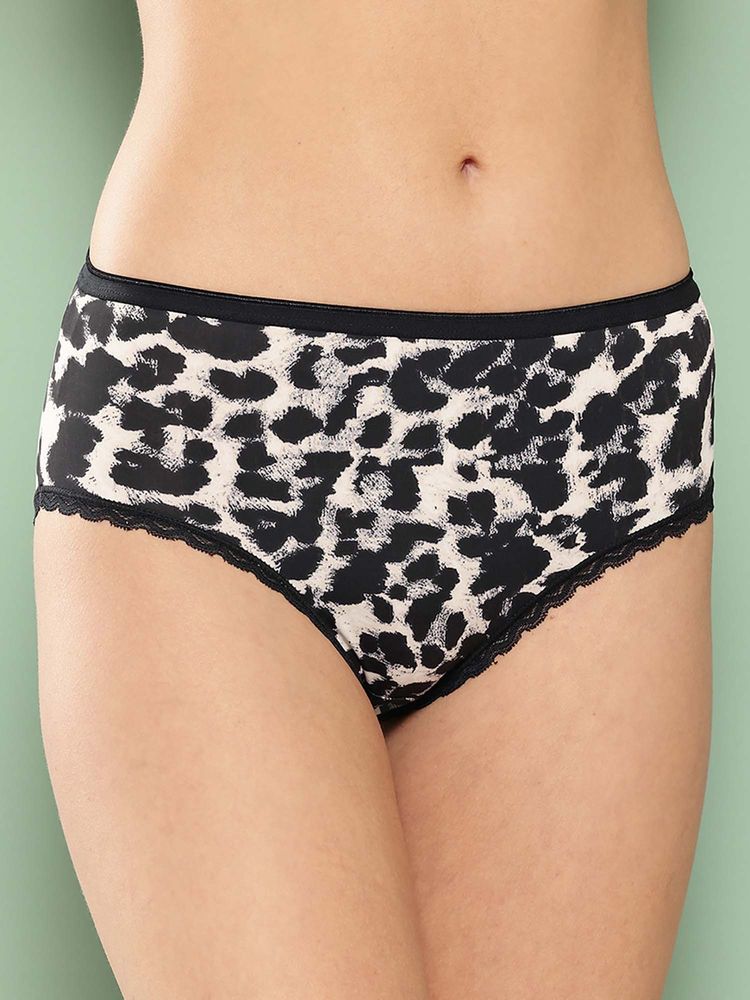 Leading Lady Womens Printed Mid Rise Hipster Brief Black-picture-19