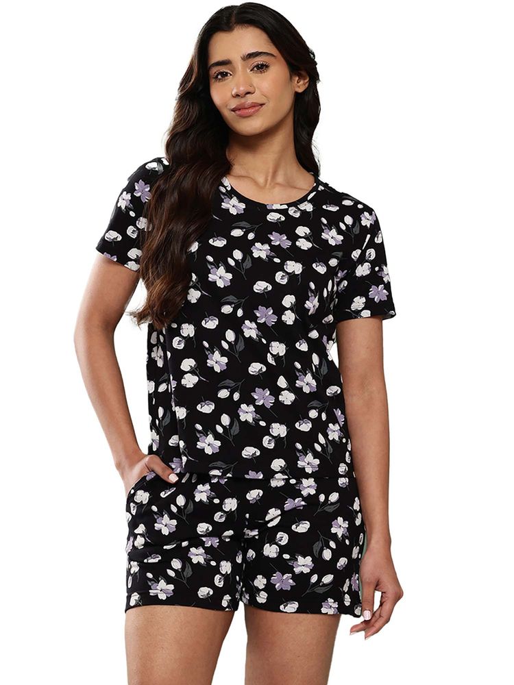 Leading Lady Womens Cotton Printed Night Suit Black-picture-29