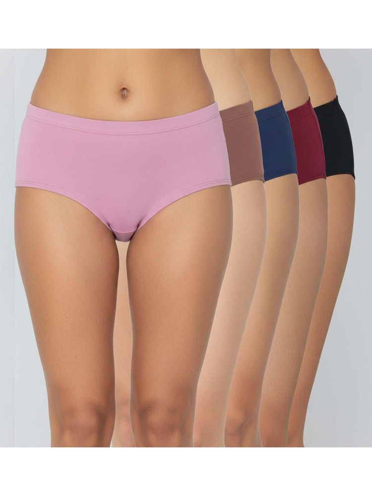 Zivame Medium Rise Full Coverage Hipster Panty - Multicolor (Pack of 5)-picture-17