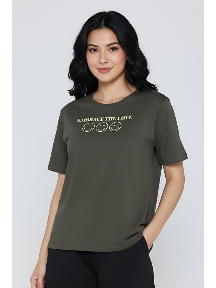 Zivame Smiley World Knit Cotton T-Shirt - Grape Leaf-picture-28