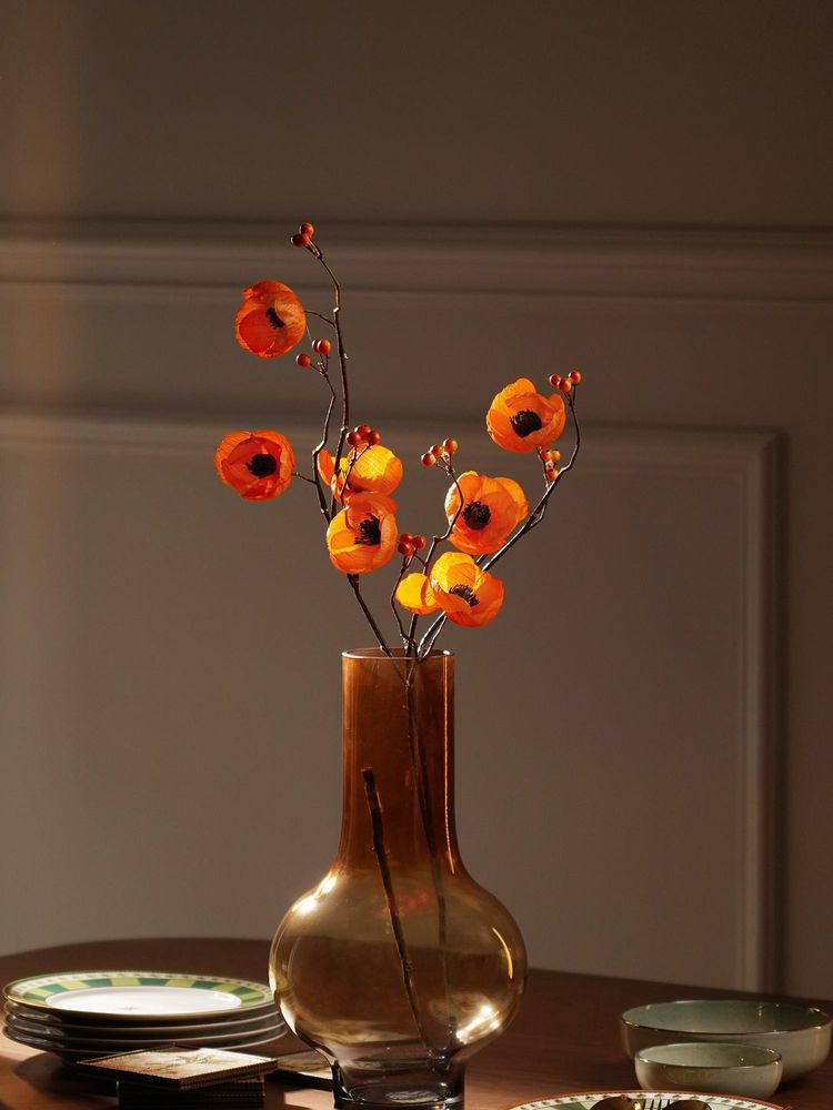 Pure Home + Living Orange Poppy Berry Artificial Flower-image-12