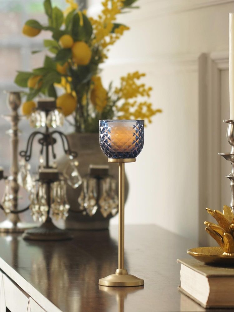 Pure Home + Living Blue Diamond Texture Candle Holder-image-33