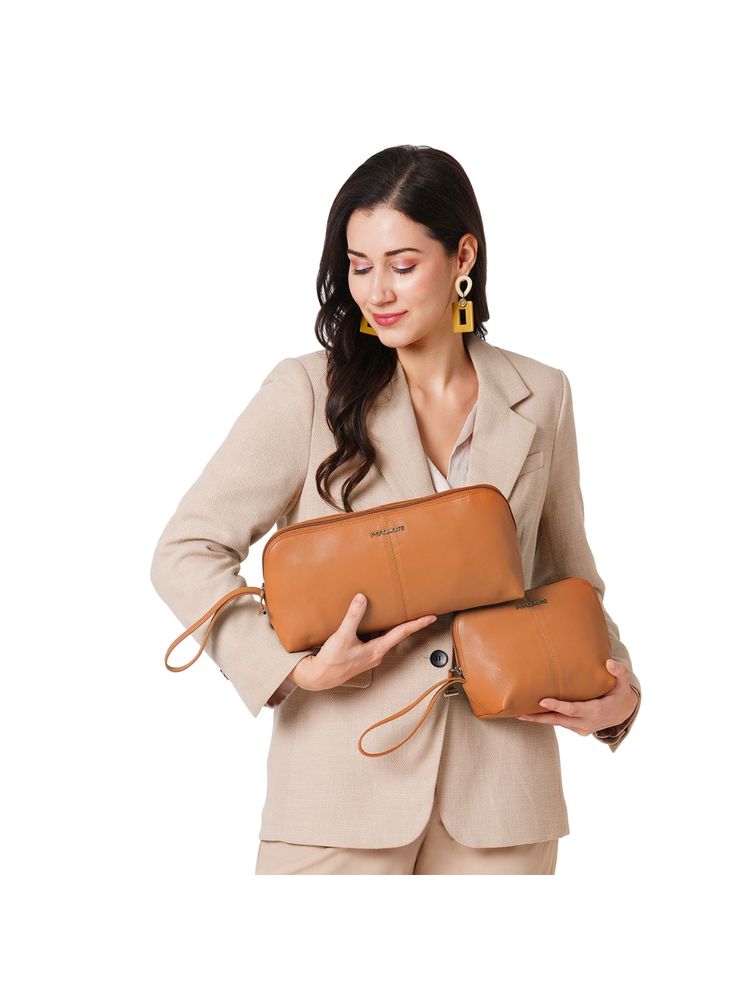 Perquisite Timeless Traveler Hermes Tan Cosmetic Pouch (Set Of 2)-image-10