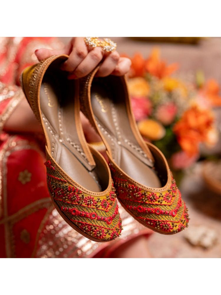 Coral Haze Tarang Mustard Juttis-image-2