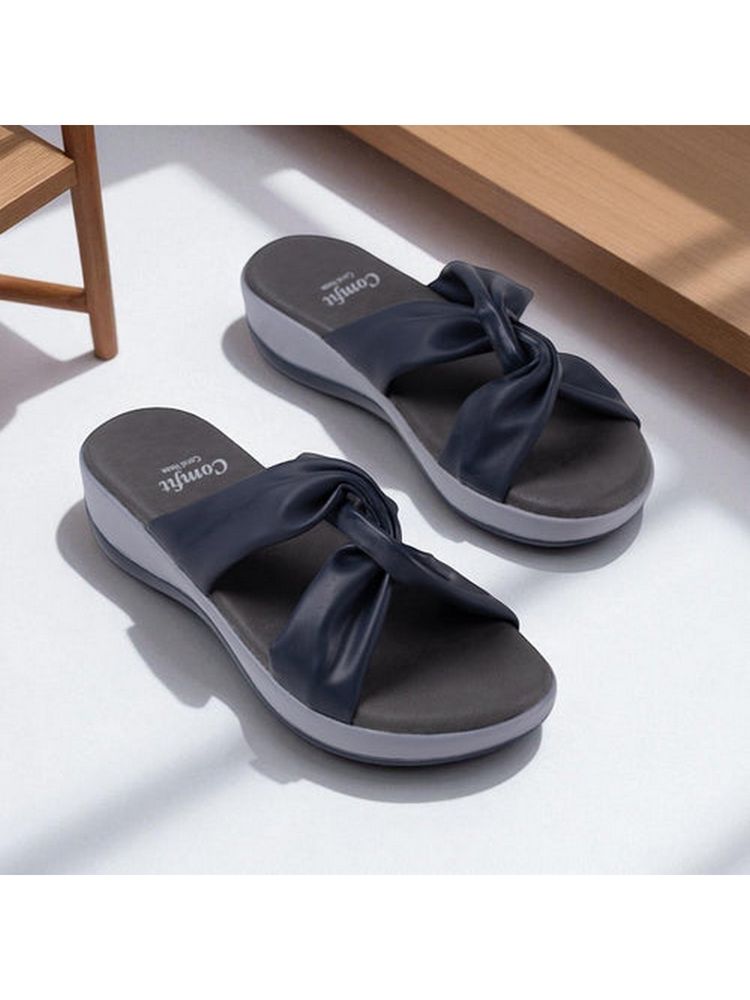 Coral Haze Swish Navy Blue Sandals-image-5
