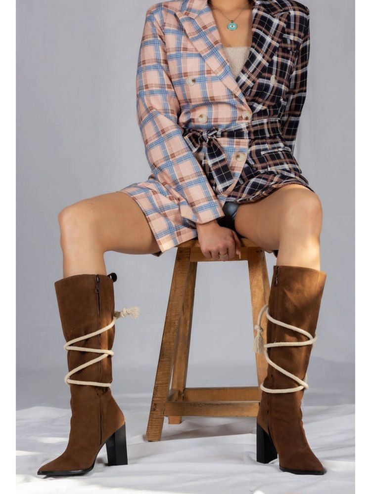 MyMy Footwear Brown Rope-Tied Elegance Boots-image-39