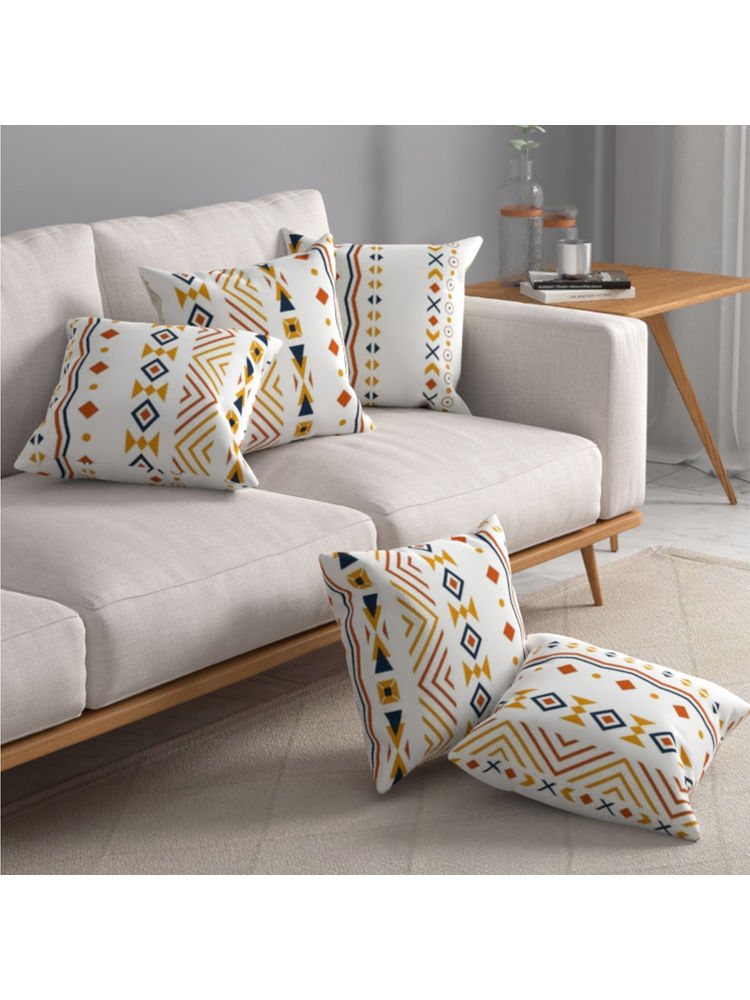 Urban Space Cotton Cushion Covers, Set Of 5, 16 Inch X 16 Inch - Boho Orange-picture-17
